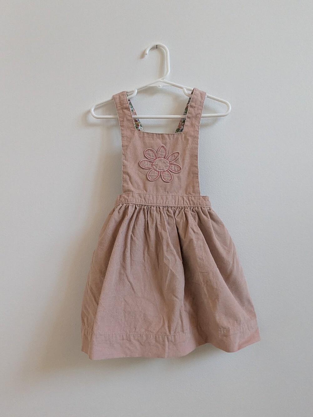 Mini Boden Pinafore Dress 2-3y Tan Flower Corduroy